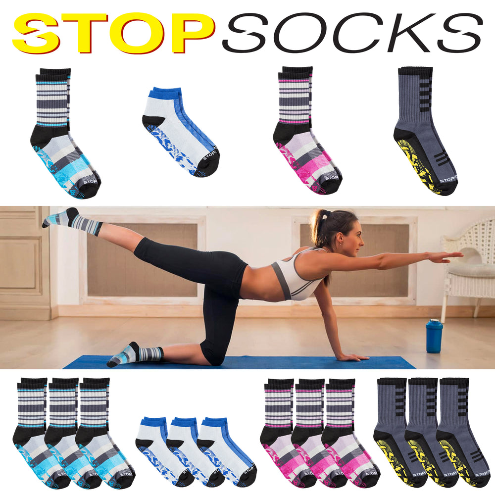 Anti Slip Socks Women And Men For Yoga Pilates,3 Pairs Grip Socks Black  Grey Pink